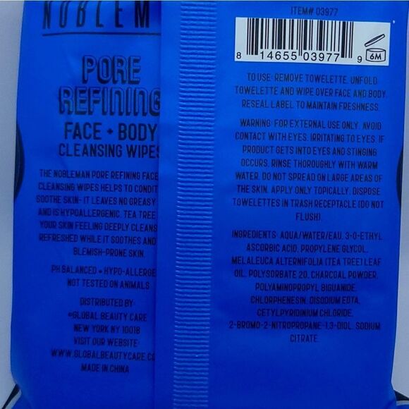 The Nobleman Men's Skin Care | Charcoal Tea Tree Face + Body Cleansing Wipe Pack - Picture 2 of 5